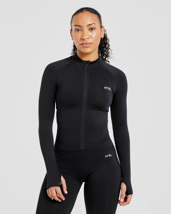 Empower Seamless Full Zip Jacket Black