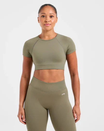 Adapt Seamless Crop Top Muted Olive
