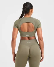 Adapt Seamless Crop Top Muted Olive