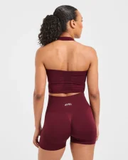 Empower Seamless Halterneck Crop Top Red Wine