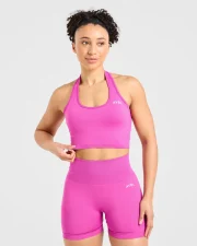 Empower Seamless Halterneck Crop Top Magenta