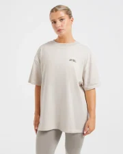 Lift Graphic Oversized T Shirt Beige - Image 2