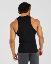 Essential Ribbed Tank Black