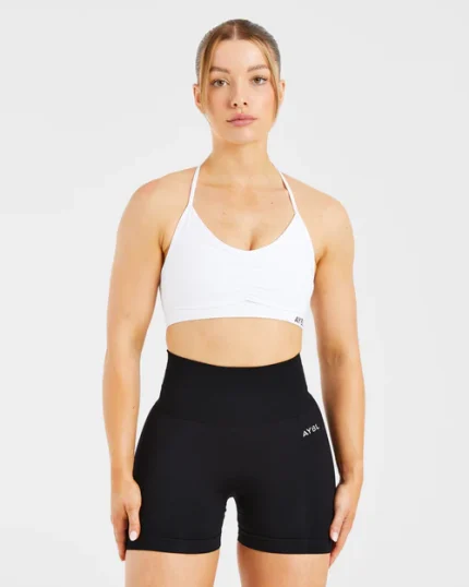 Essential Ruched Sports Bra White