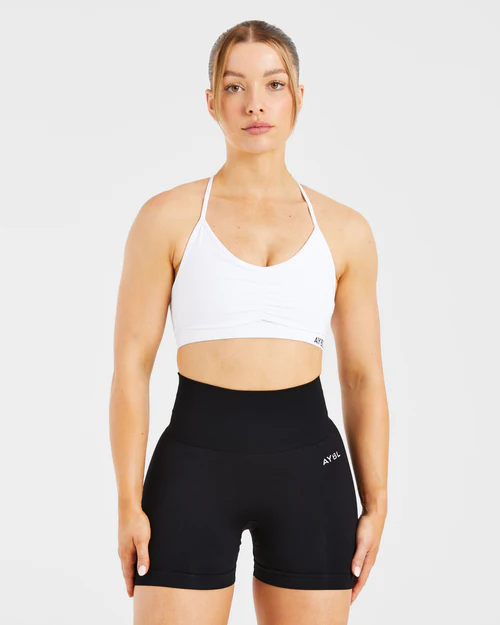 Essential Ruched Sports Bra White